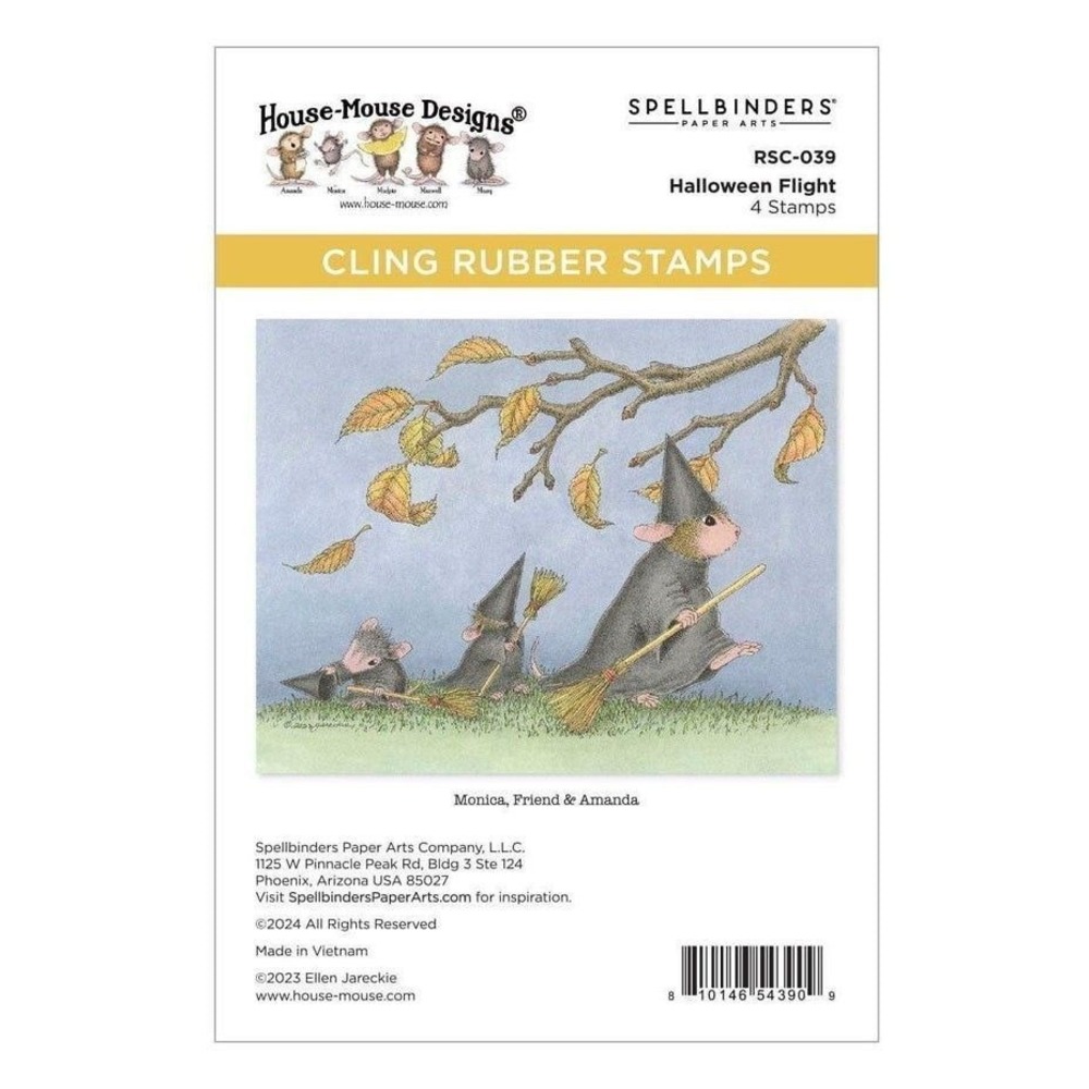 Spellbinders House-Mouse Designs Halloween Flight Cling Rubber Stamp RSC-039 New